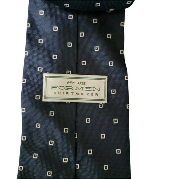 Formen Shirtmaker Tie Blue Squares Geometric Mens Necktie Menswear Evening - Picture 3 of 4